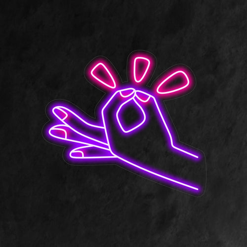 "Om Mudra Neon Sign" is a serene and spiritual addition, perfect for spaces that embrace mindfulness and meditation. Illuminate with tranquility and inner peace!
