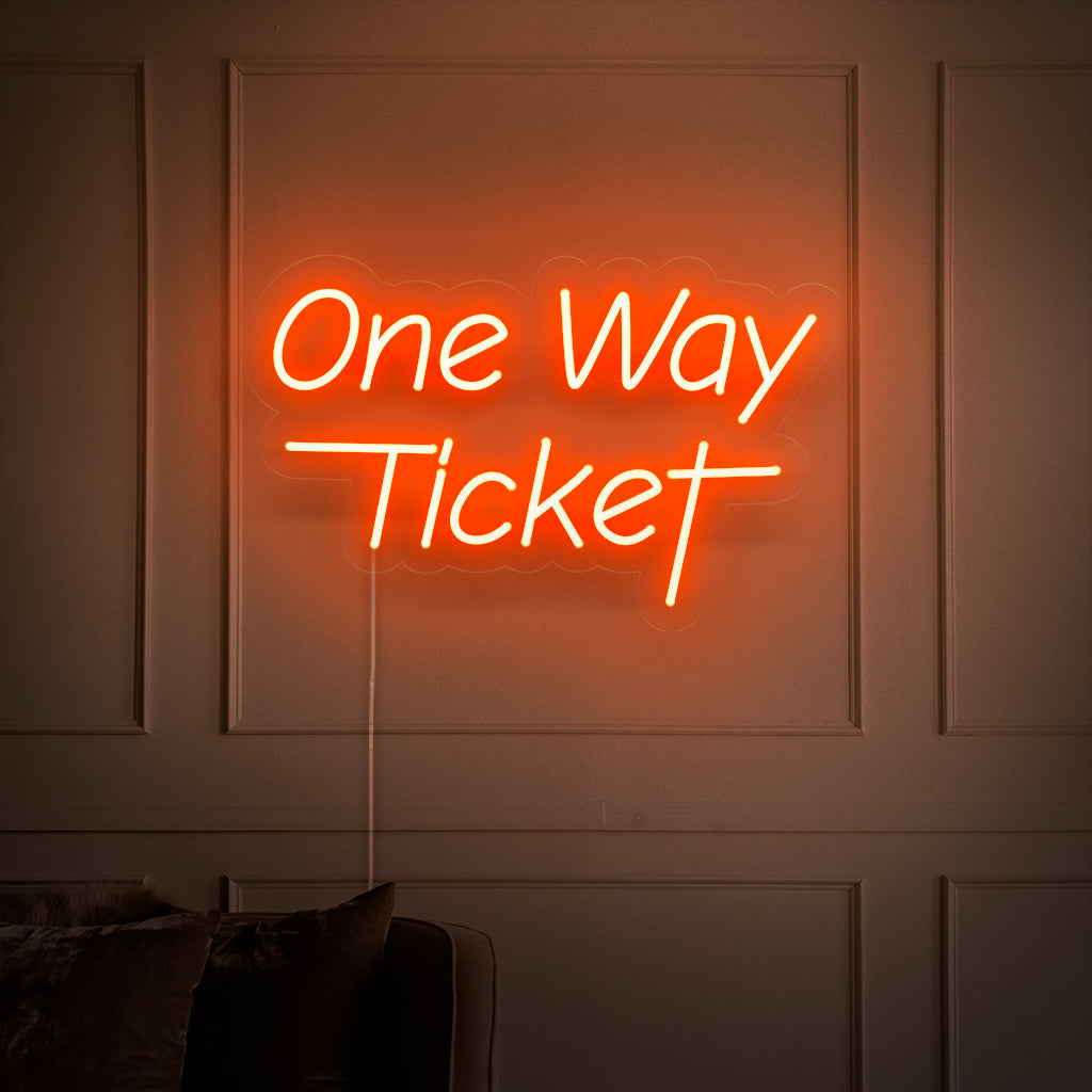 "Placa de neon com passagem só de ida" é um acessório que inspira aventura e desejo de viajar, perfeito para espaços que celebram a emoção da exploração. Ilumine com o espírito de uma viagem só de ida!