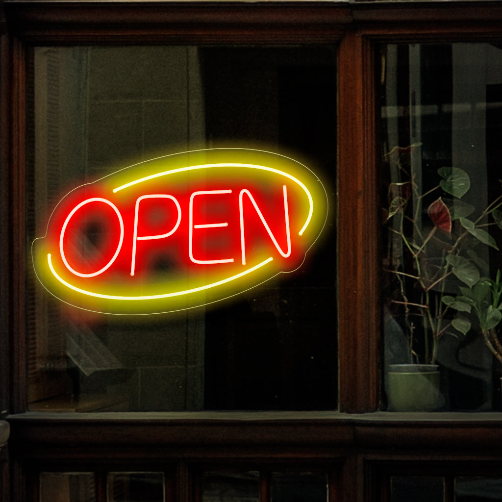 "Placa de Neon Aberta" é um acessório clássico e acolhedor, perfeito para empresas que desejam sinalizar sua disponibilidade. Ilumine com um brilho convidativo!
