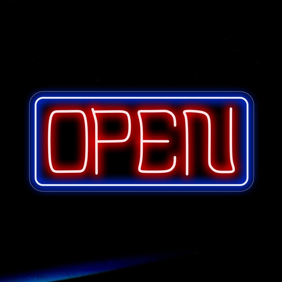 "Open Neon Sign" é um símbolo de hospitalidade, perfeito para espaços que recebem os hóspedes com aconchego e abertura. Ilumine com uma aura amigável e convidativa!