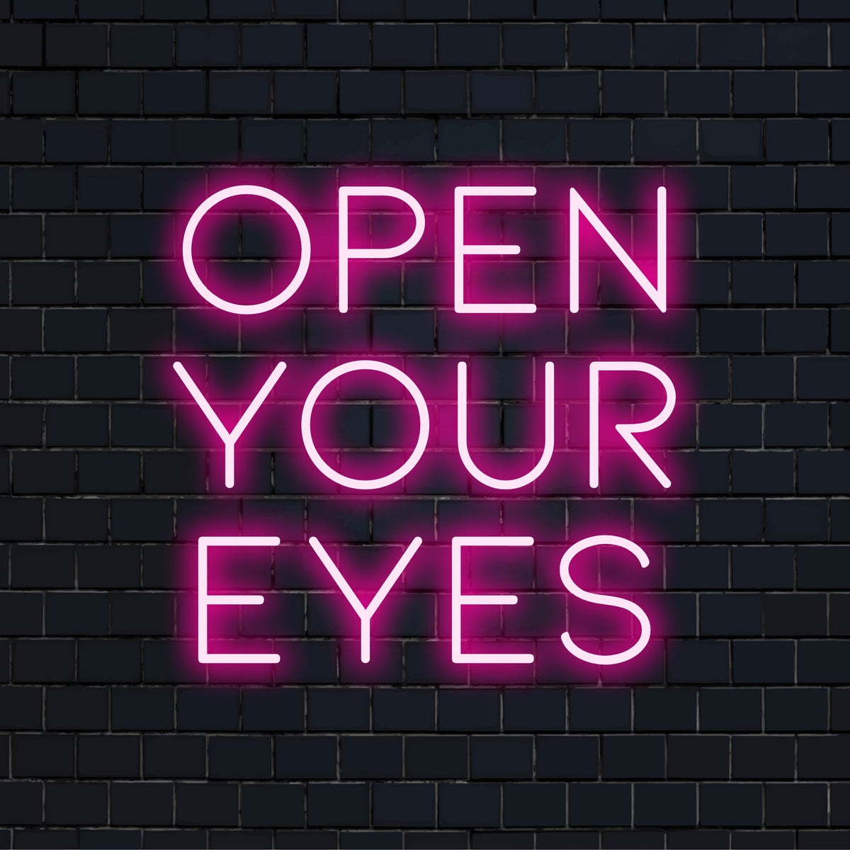 Placa de neon LED personalizada com a frase "Abra seus olhos", perfeita para decoração personalizada e arte de parede chamativa.