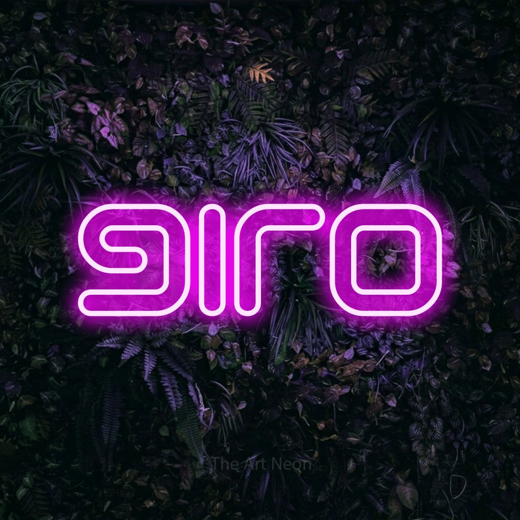 LED neon sign reading “giro”, arranged in a single line.