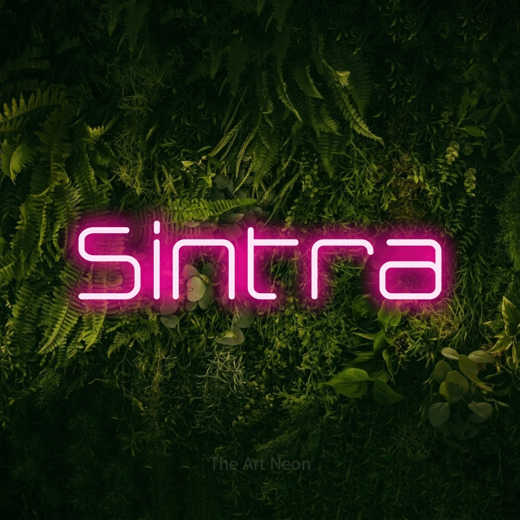 LED neon sign reading “Sintra”, arranged in a single line.