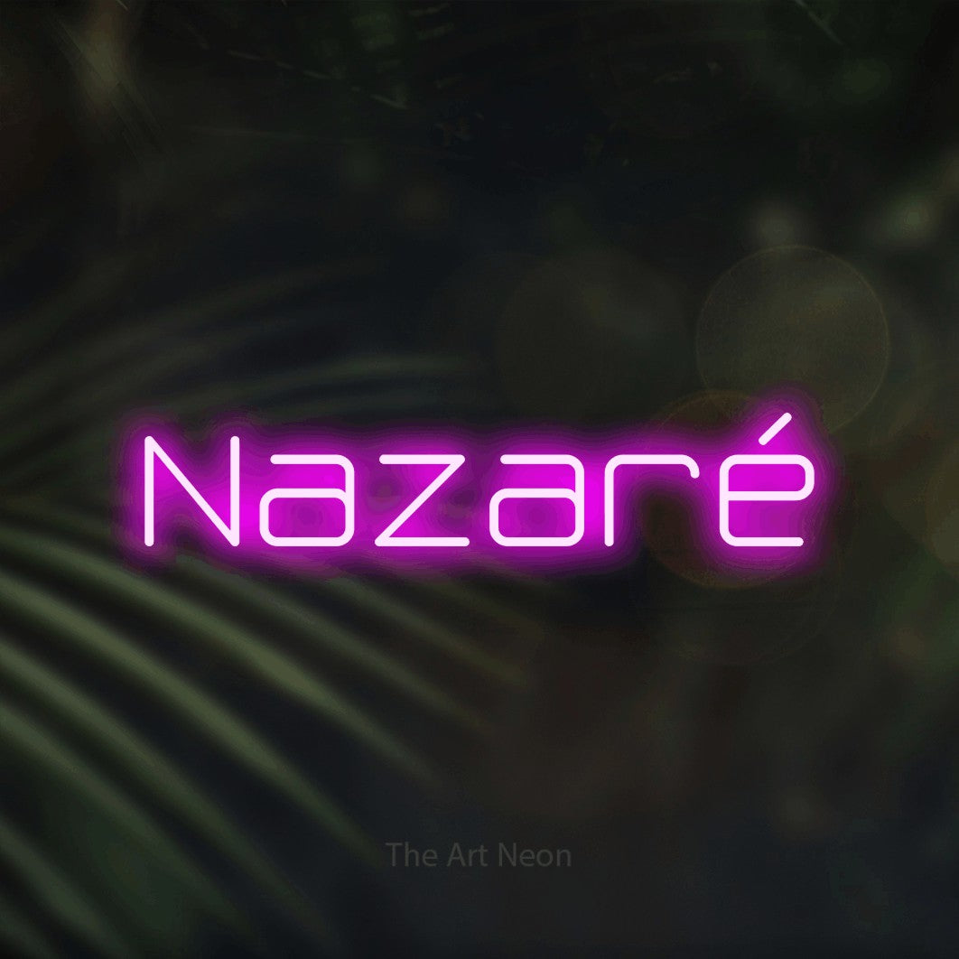 LED neon sign reading “Nazaré”, arranged in a single line.