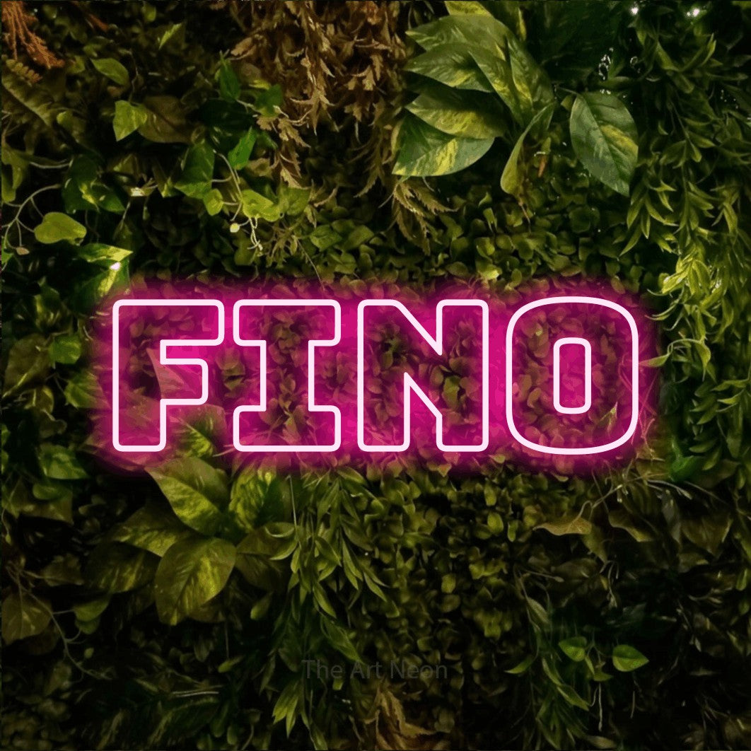 LED neon sign reading “Fino”, arranged in a single line.
