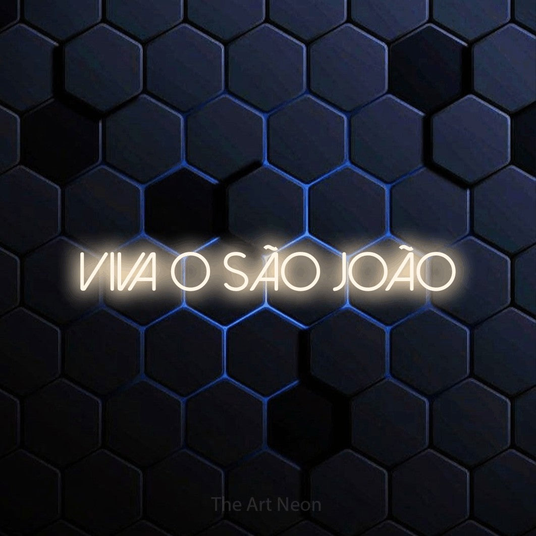 LED neon sign reading “VIVA O SÃO JOÃO”, arranged in a single line.
