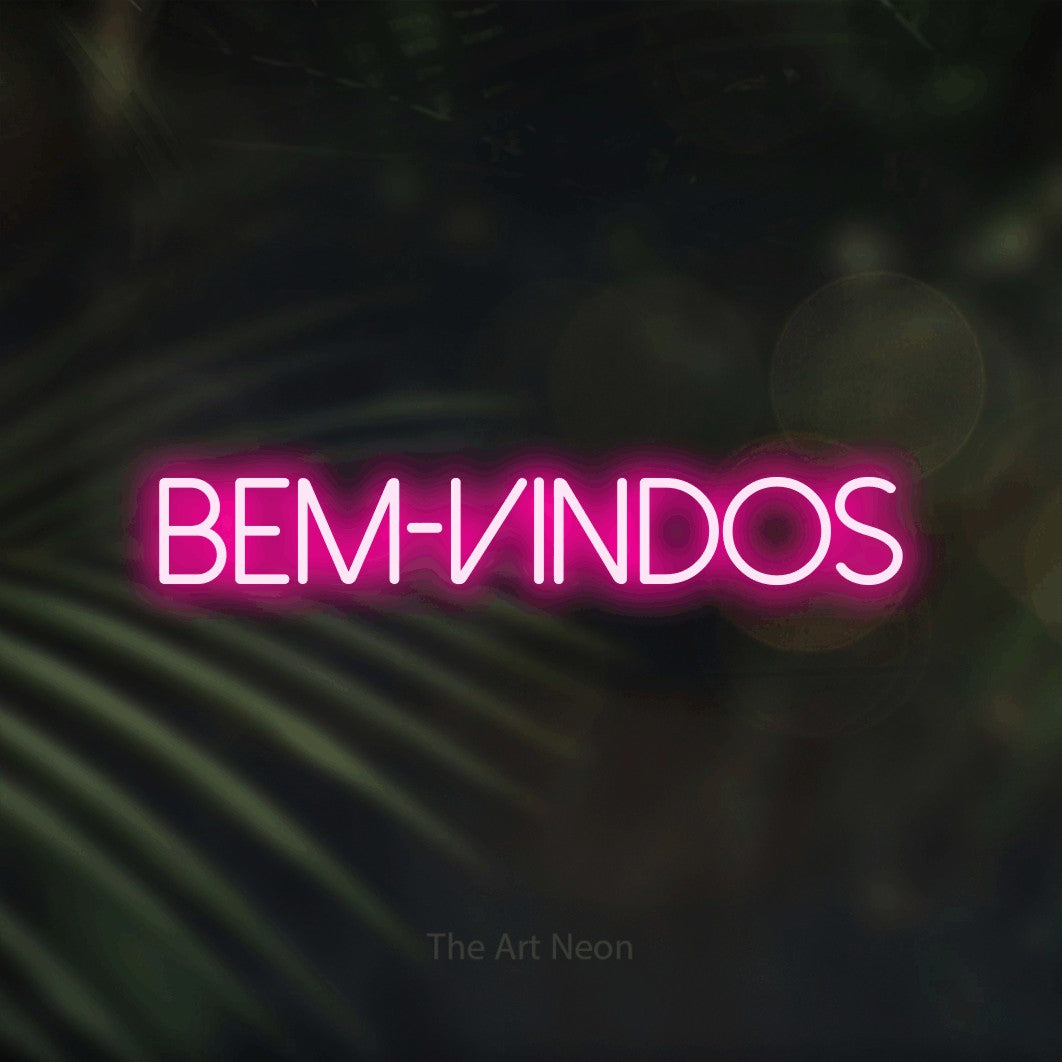 LED neon sign reading “BEM-VINDOS”, arranged in a single line.