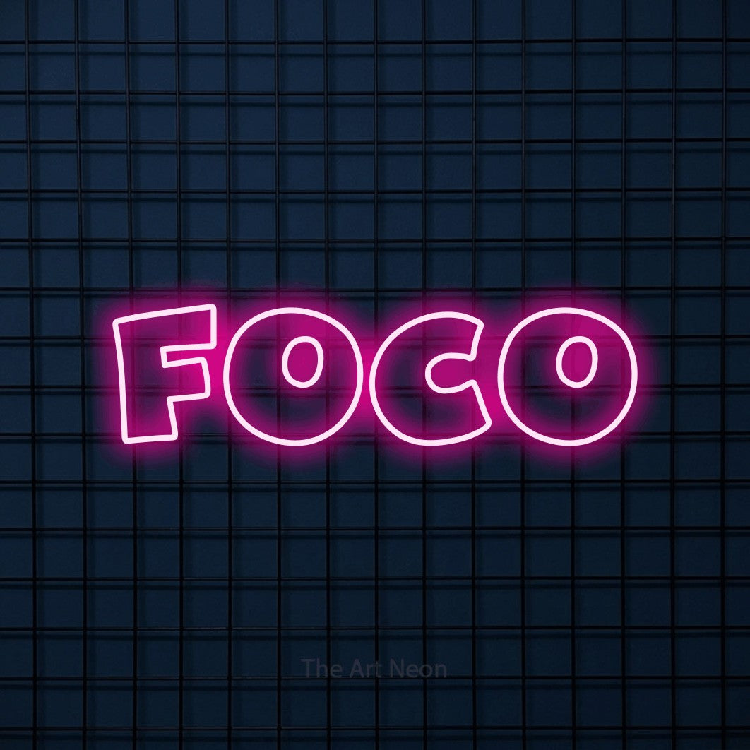 LED neon sign reading “Foco”, arranged in a single line.