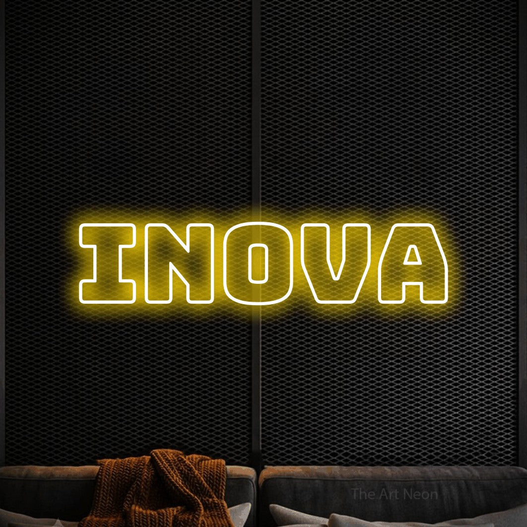 LED neon sign reading “Inova”, arranged in a single line.