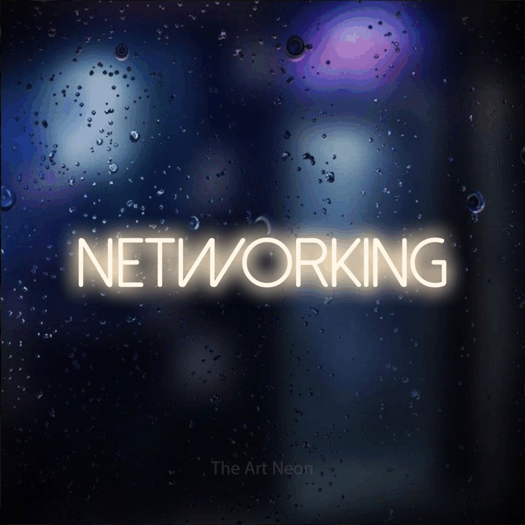LED neon sign reading “NETWORKING”, arranged in a single line.