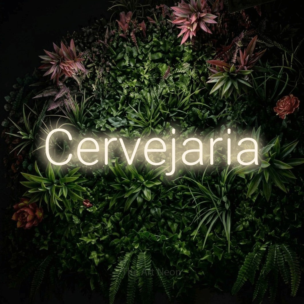 LED neon sign reading “Cervejaria”, arranged in a single line.