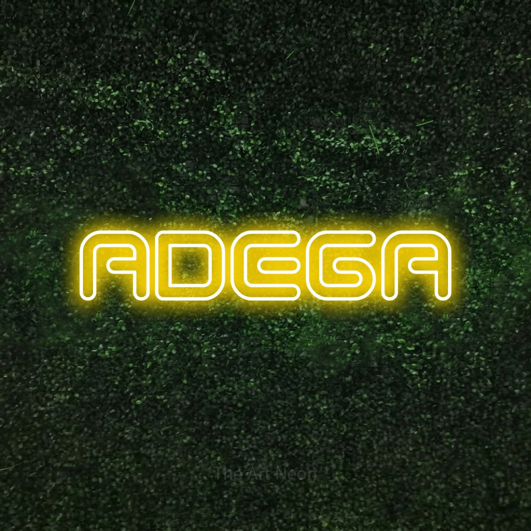 LED neon sign reading “ADEGA”, arranged in a single line.