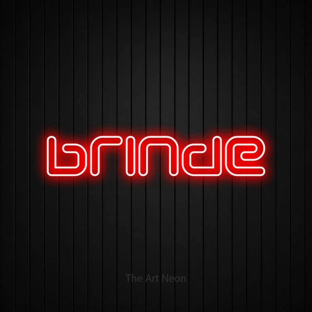 LED neon sign reading “brinde”, arranged in a single line.