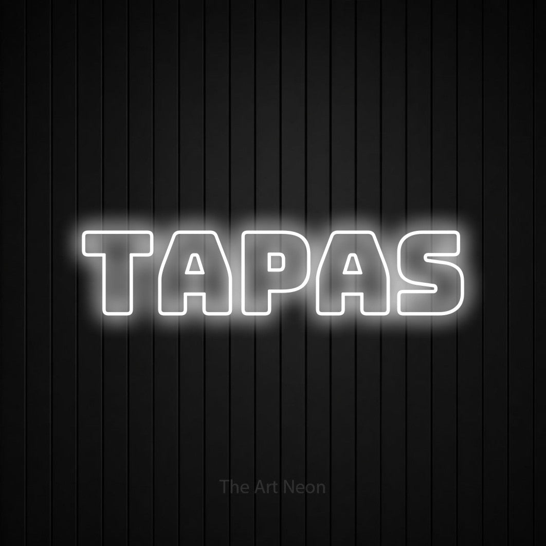 LED neon sign reading “Tapas”, arranged in a single line.