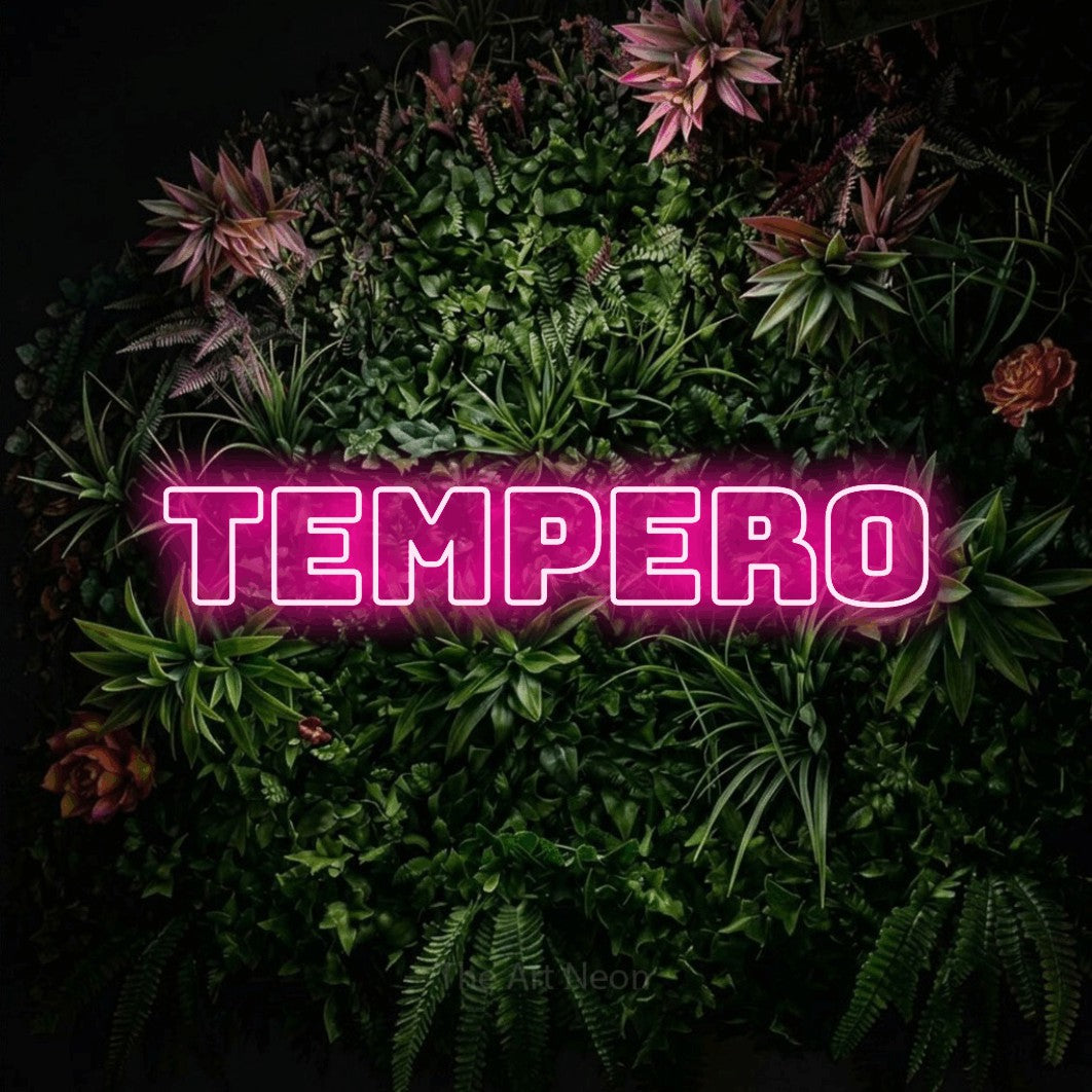 LED neon sign reading “Tempero”, arranged in a single line.