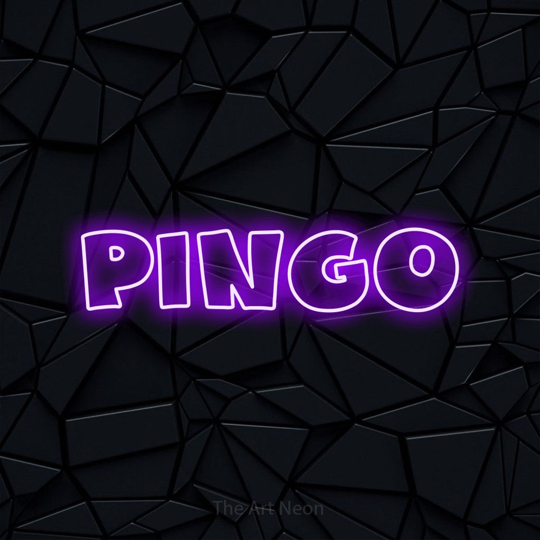 LED neon sign reading “Pingo”, arranged in a single line.