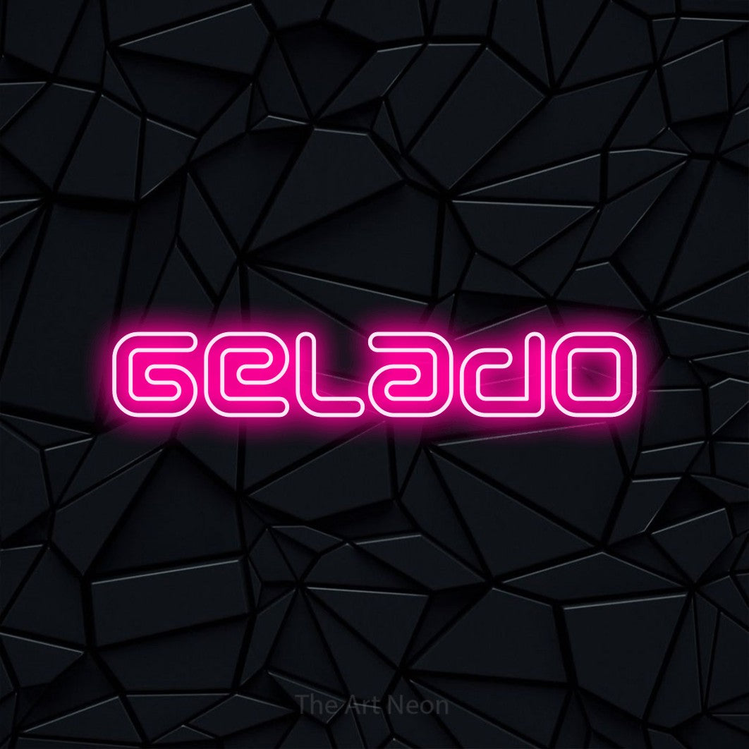 LED neon sign reading “Gelado”, arranged in a single line.
