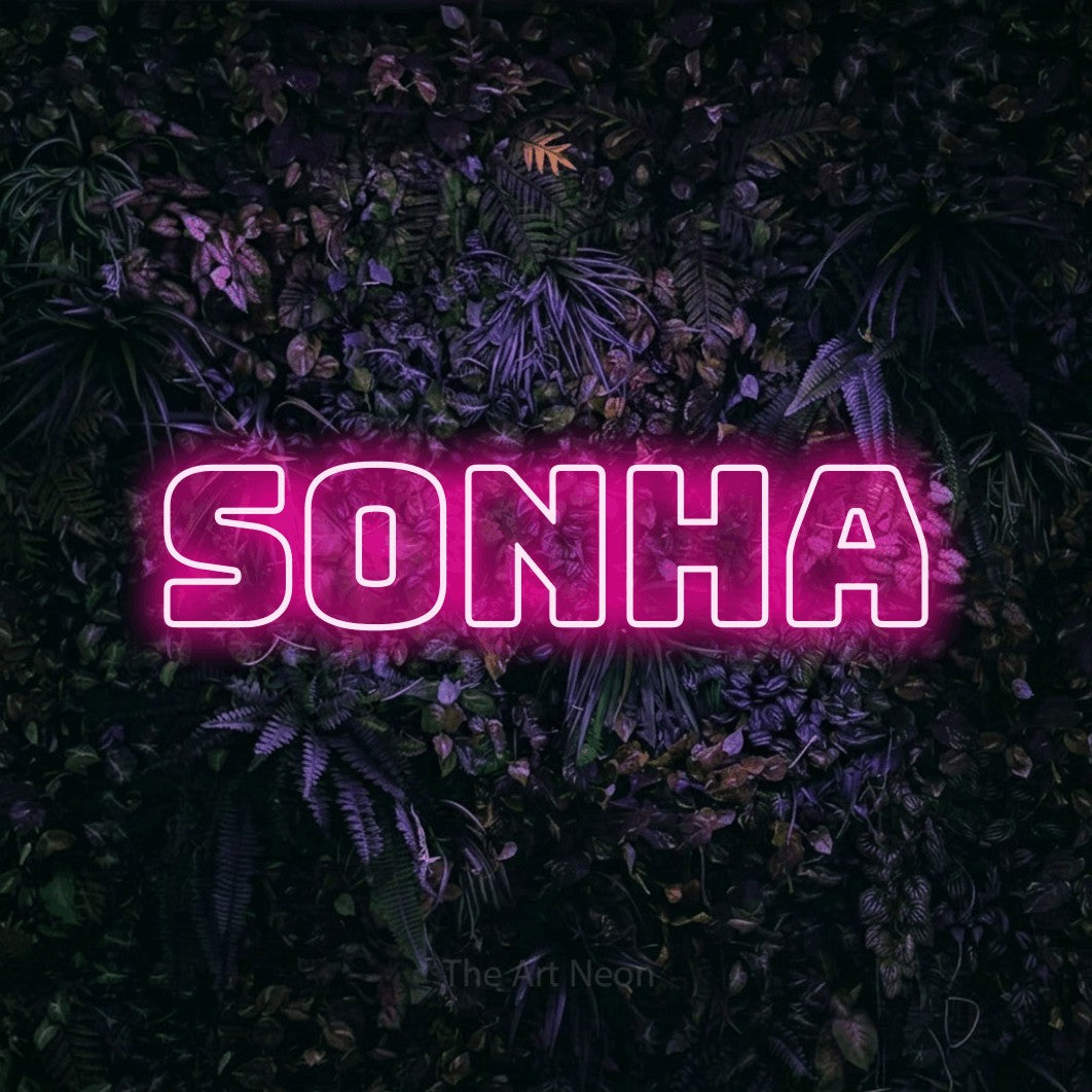 LED neon sign reading “SONHA”, arranged in a single line.
