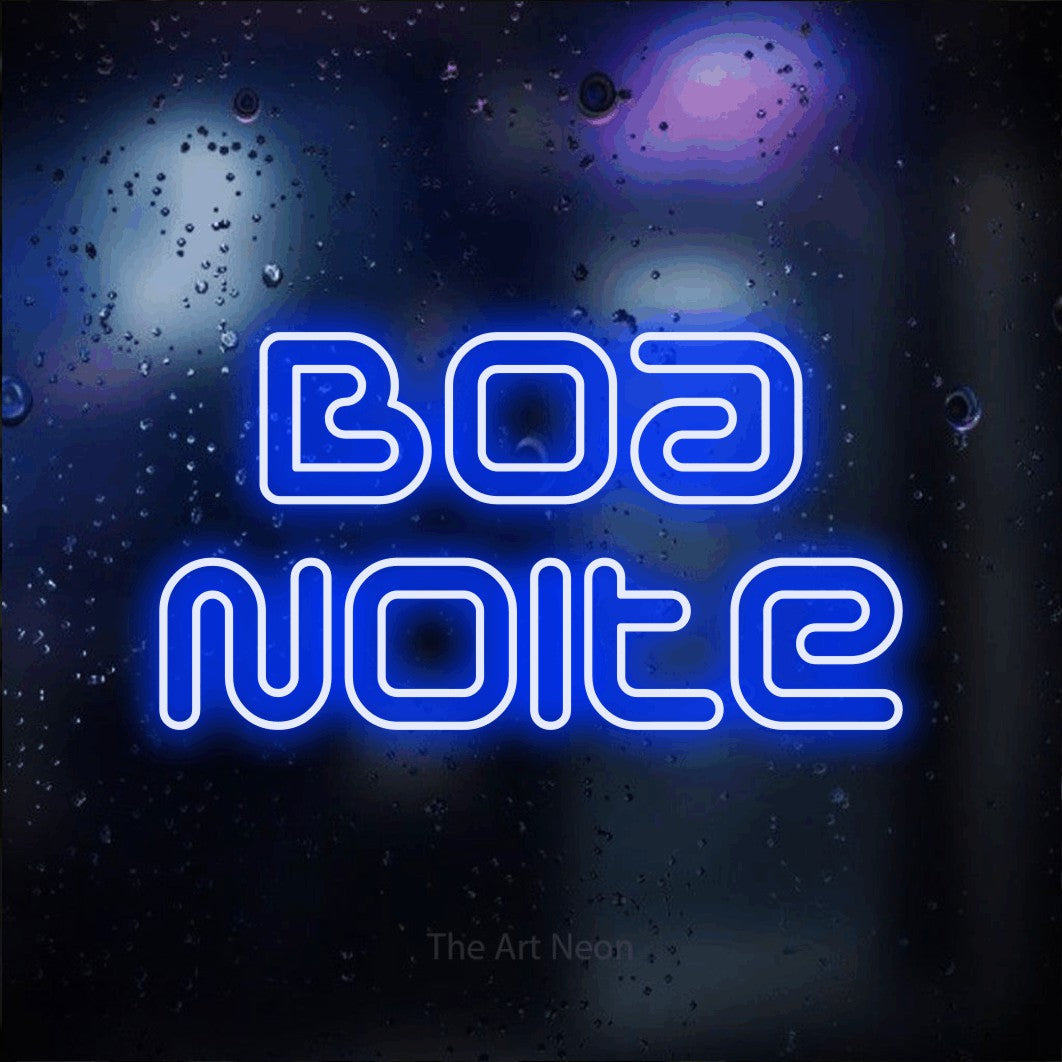 LED neon sign reading “Boa Noite”, arranged in 2 lines.