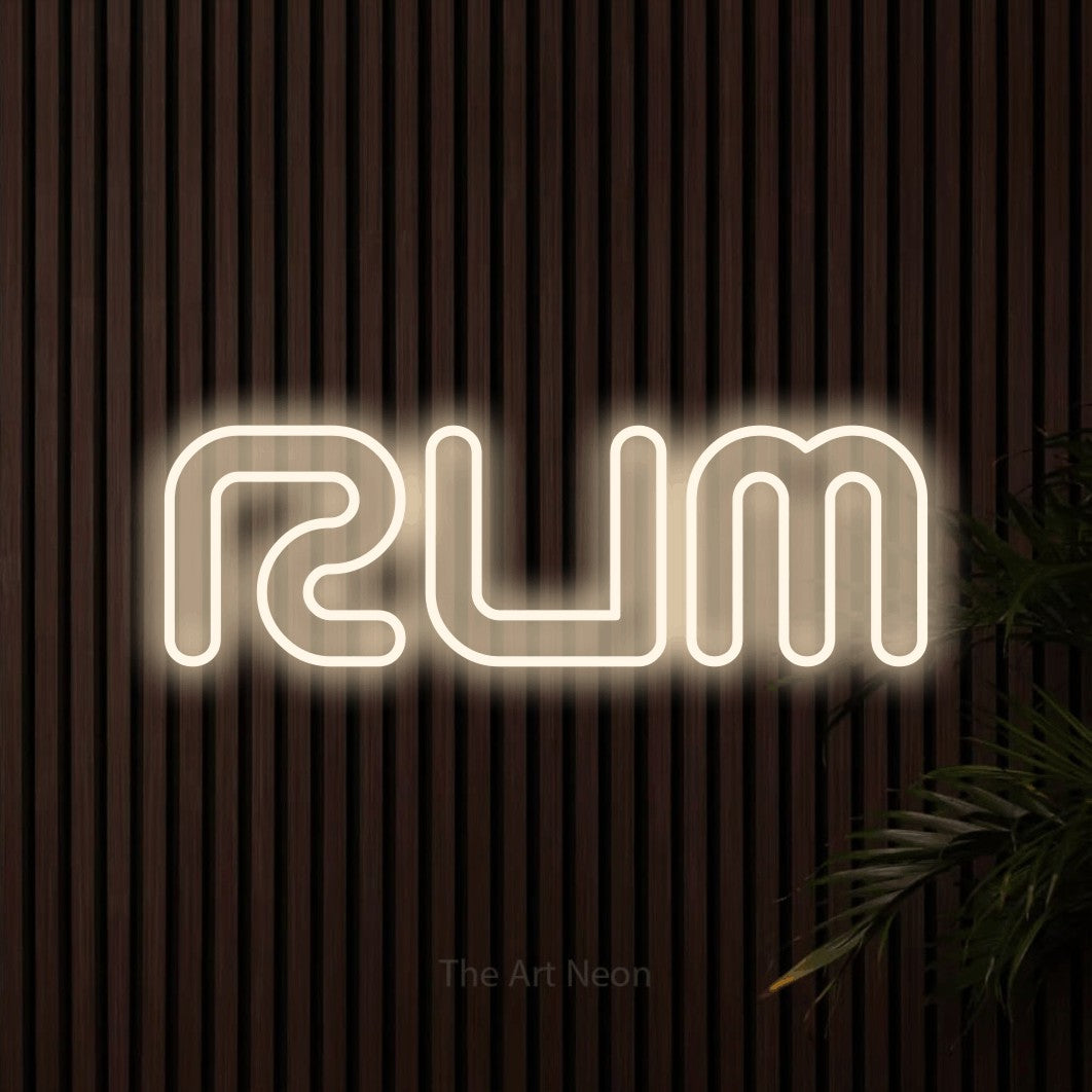 LED neon sign reading “Rum”, arranged in a single line.
