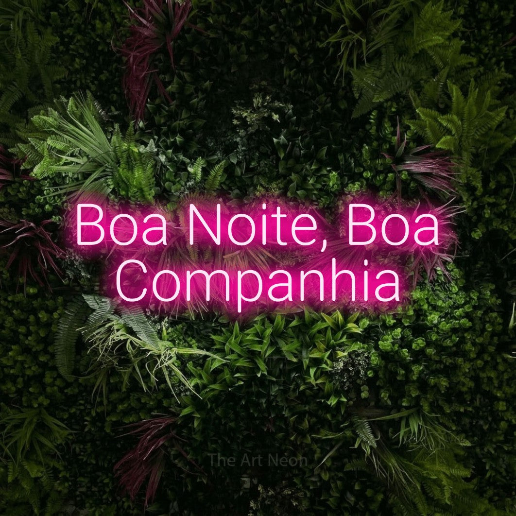 LED neon sign reading “Boa Noite, Boa Companhia”, arranged in 2 lines.