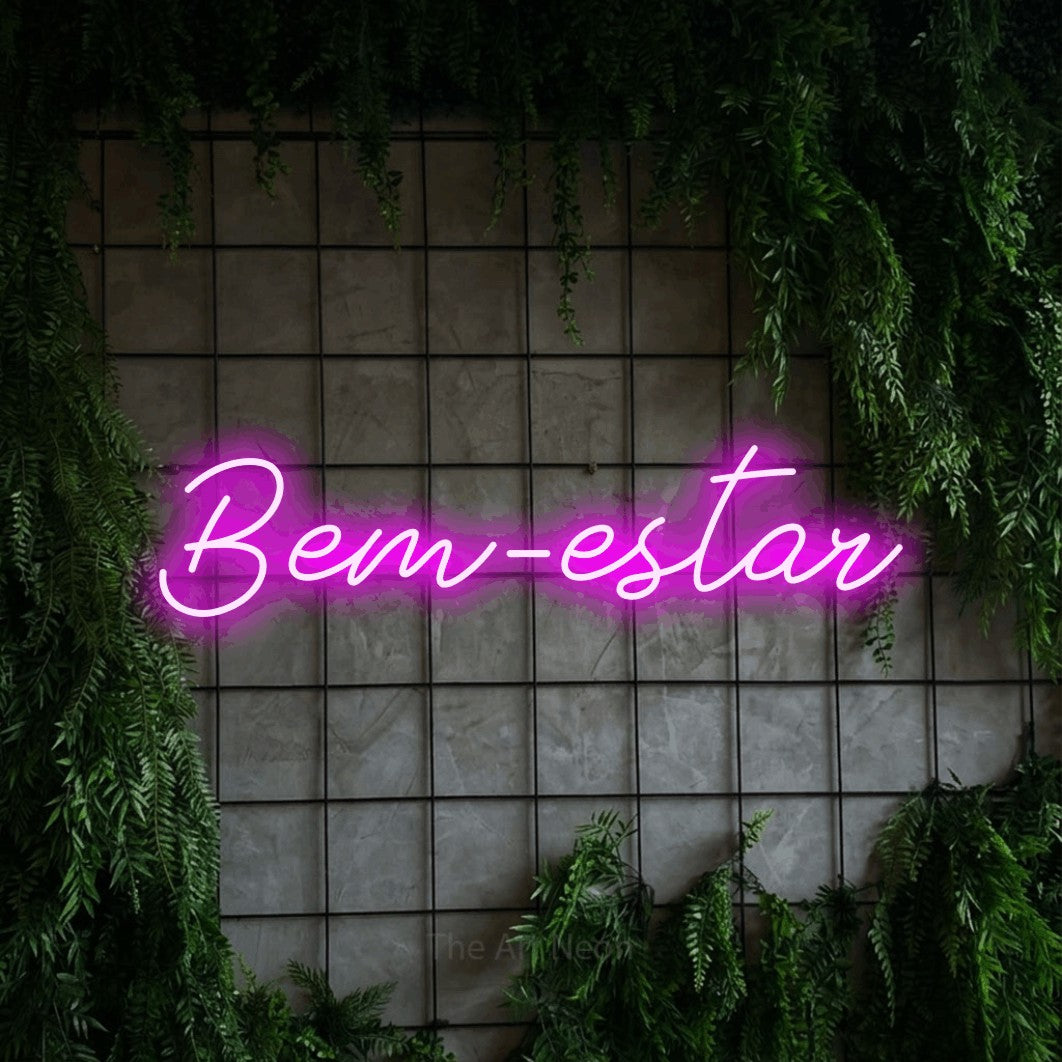 LED neon sign reading “Bem-estar”, arranged in a single line.
