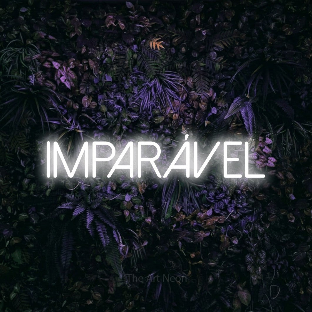 LED neon sign reading “Imparável”, arranged in a single line.