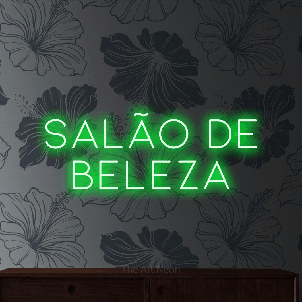 LED neon sign reading “SALÃO DE BELEZA”, arranged in 2 lines.