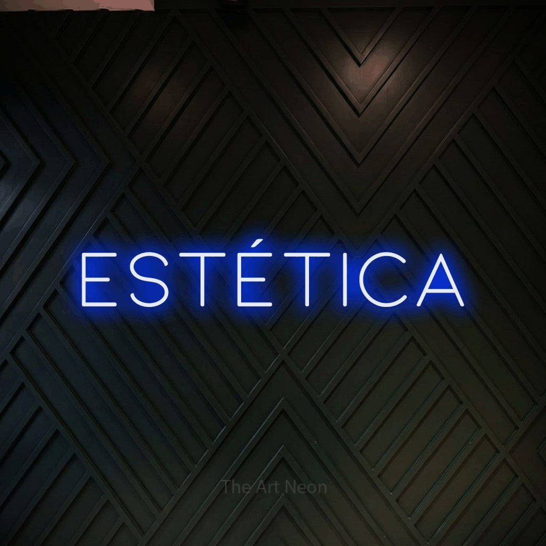 LED neon sign reading “Estética”, arranged in a single line.