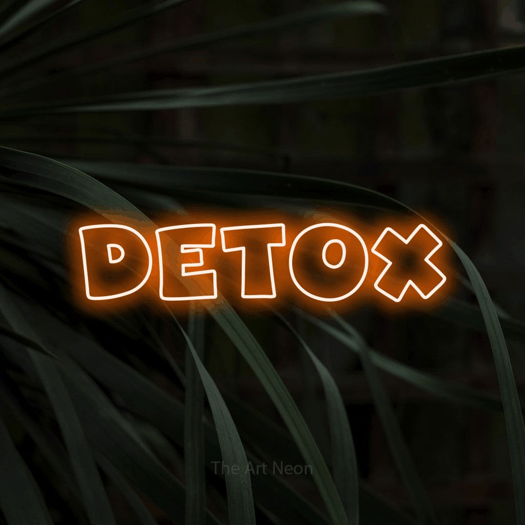 LED neon sign reading “Detox”, arranged in a single line.