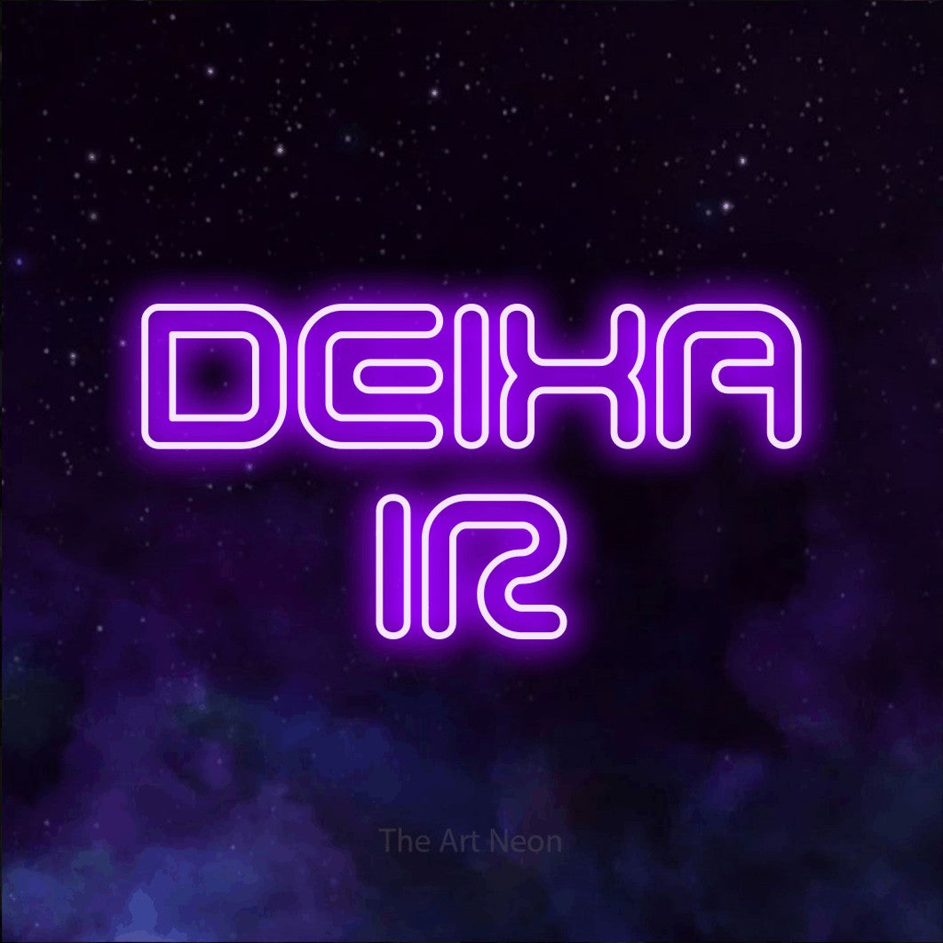 LED neon sign reading “DEIXA IR”, arranged in 2 lines.