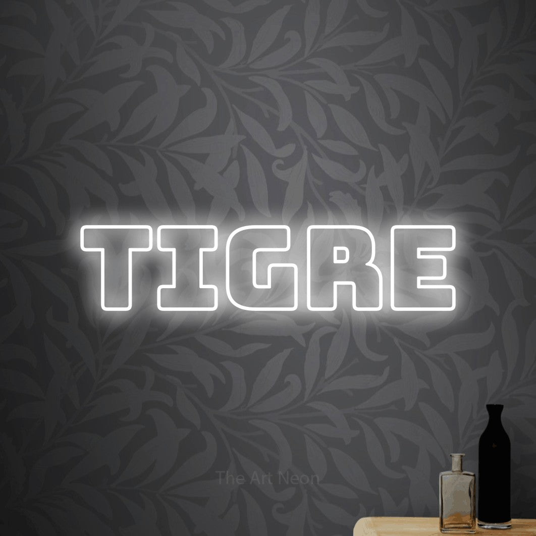 LED neon sign reading “Tigre”, arranged in a single line.