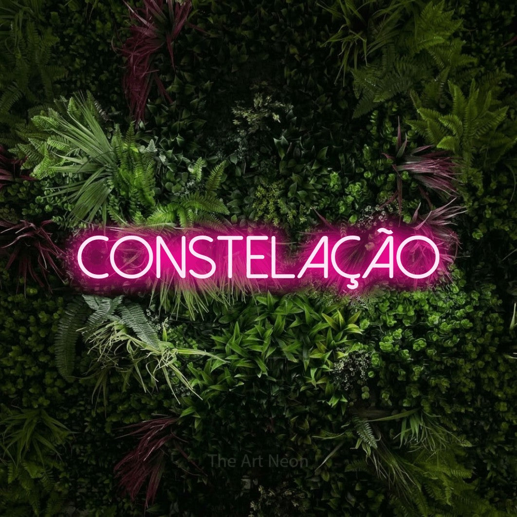 LED neon sign reading “CONSTELAÇÃO”, arranged in a single line.