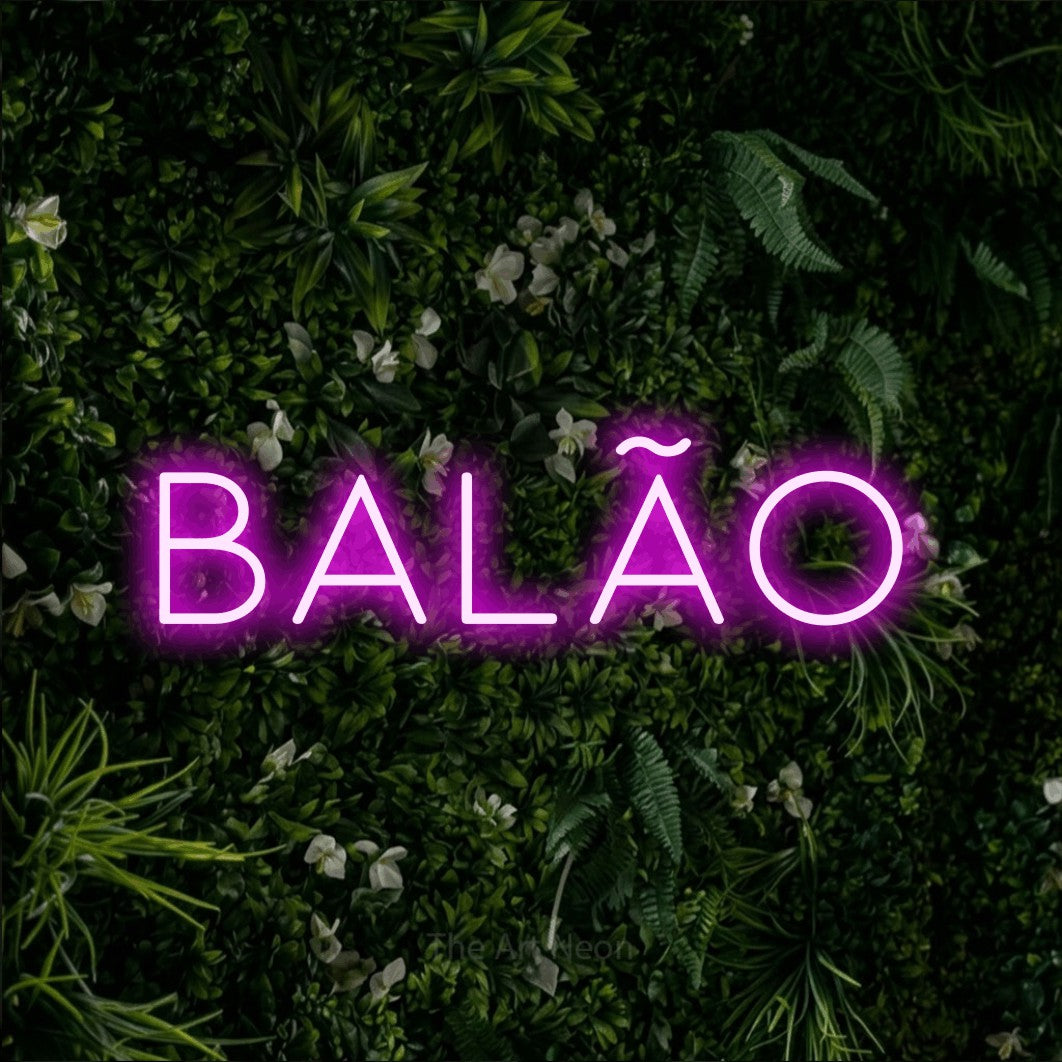 LED neon sign reading “balão”, arranged in a single line.
