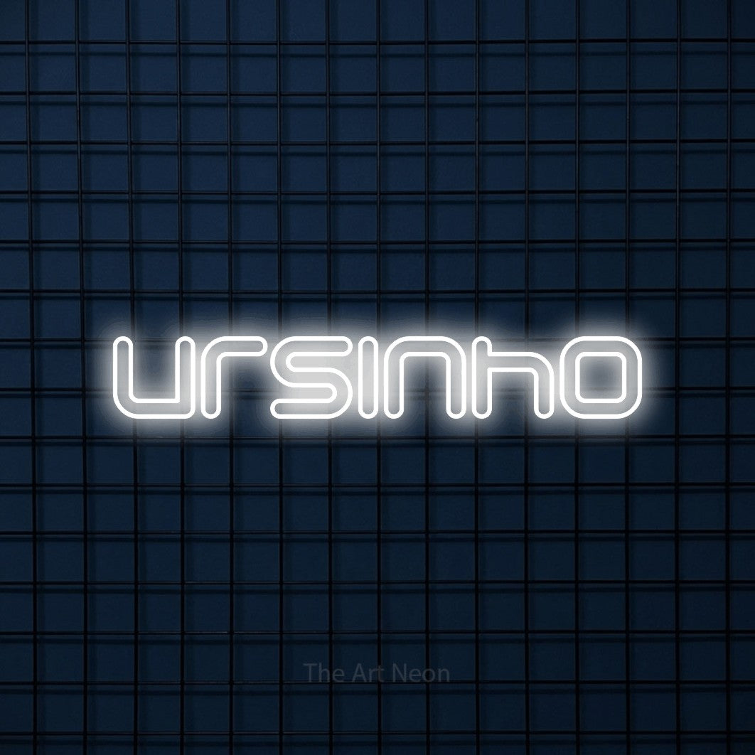 LED neon sign reading “ursinho”, arranged in a single line.