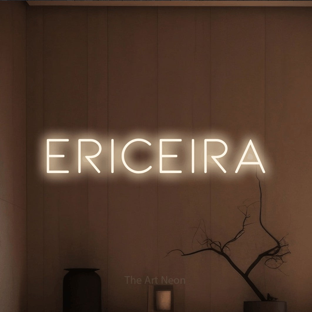 LED neon sign reading “ERICEIRA”, arranged in a single line.