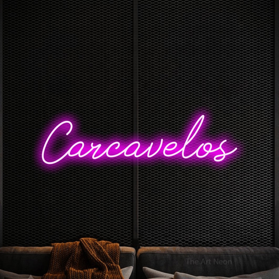 LED neon sign reading “Carcavelos”, arranged in a single line.