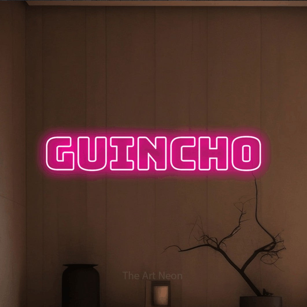 LED neon sign reading “guincho”, arranged in a single line.