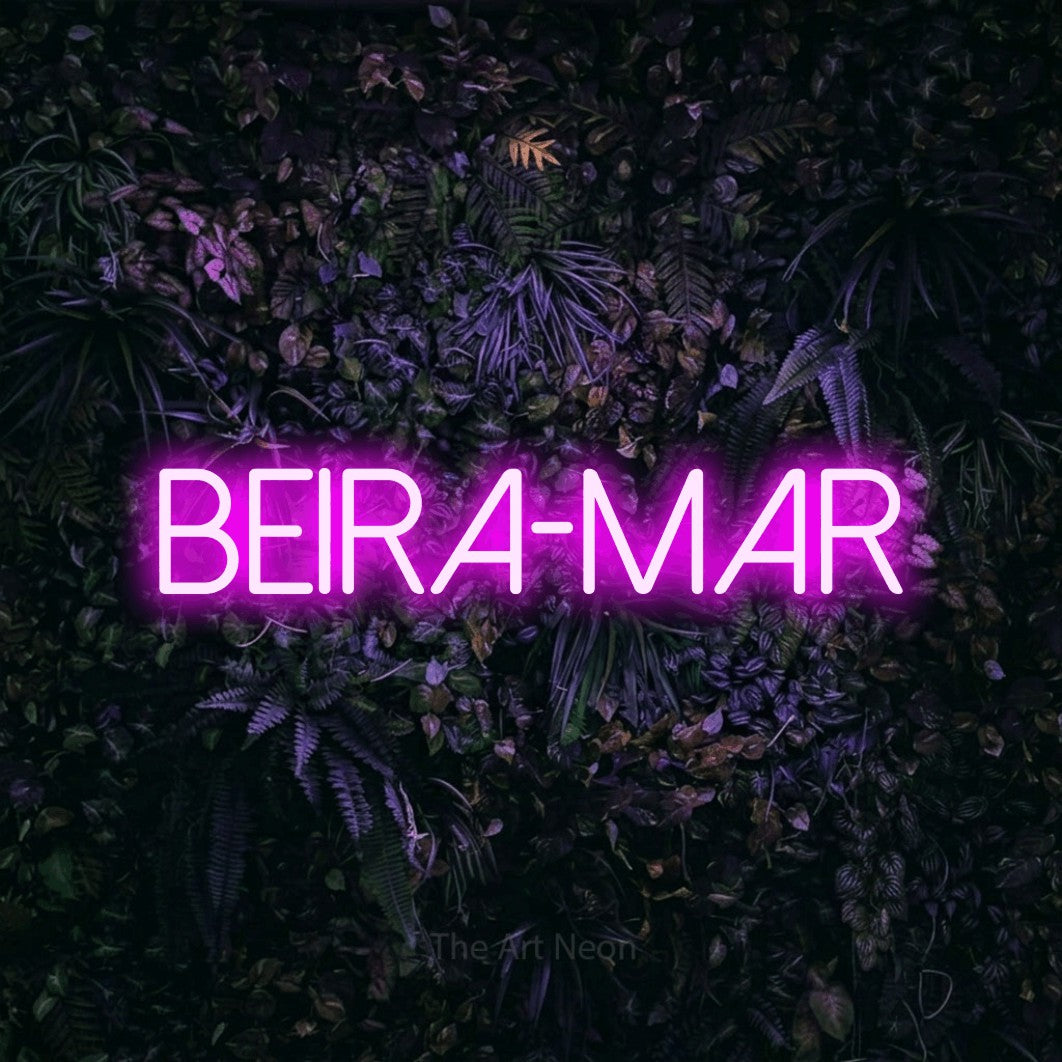 LED neon sign reading “BEIRA-MAR”, arranged in a single line.