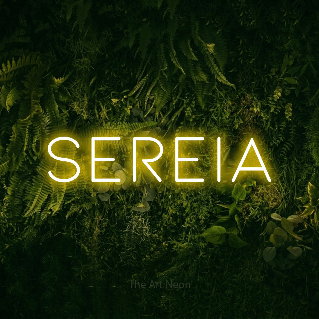 LED neon sign reading “Sereia”, arranged in a single line.