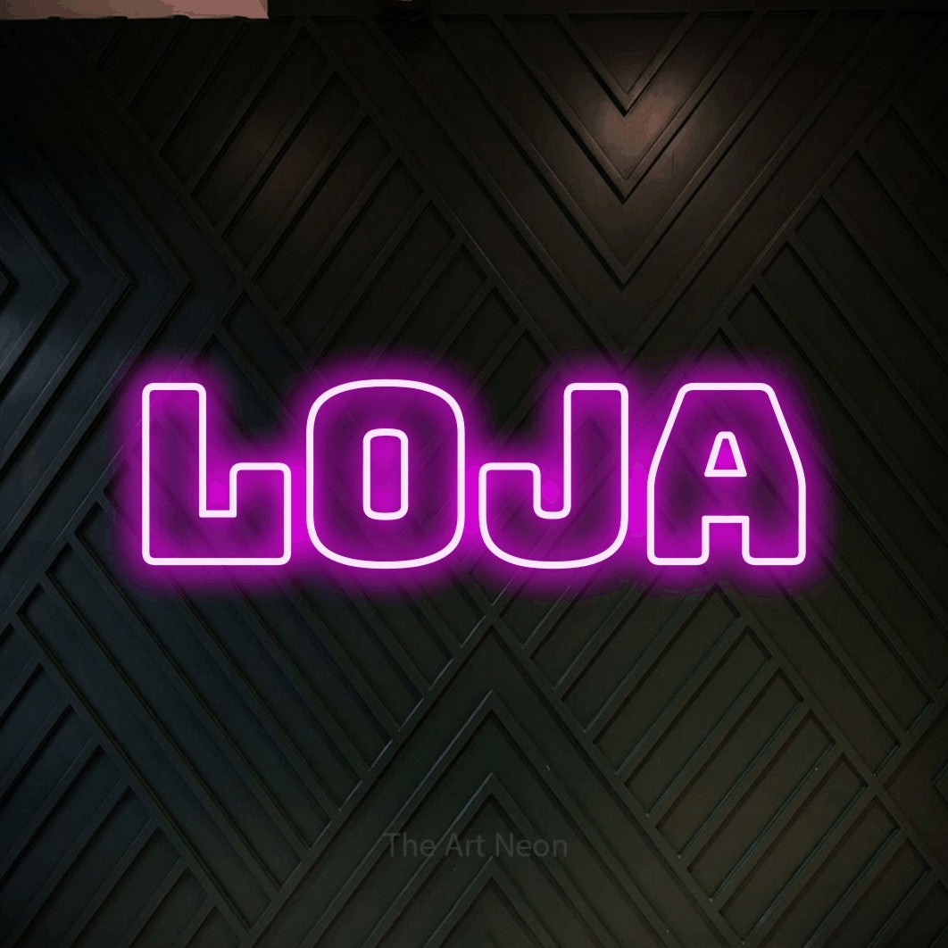 LED neon sign reading “Loja”, arranged in a single line.