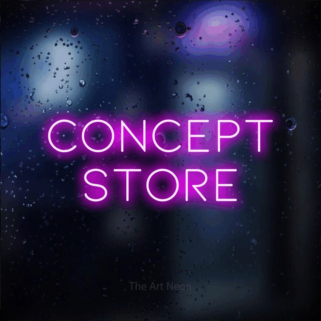 LED neon sign reading “CONCEPT STORE”, arranged in 2 lines.