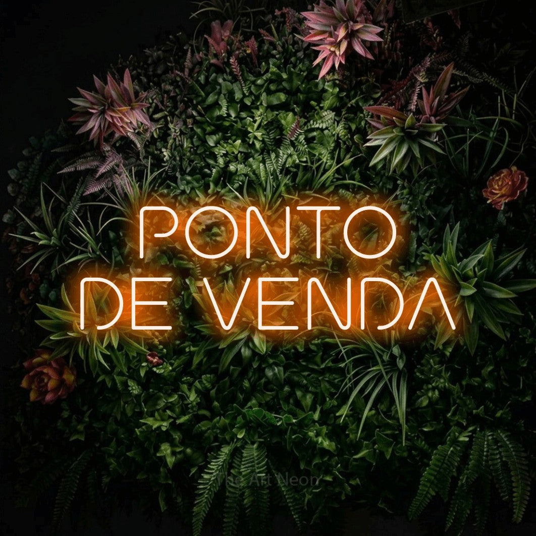 LED neon sign reading “PONTO DE VENDA”, arranged in 2 lines.
