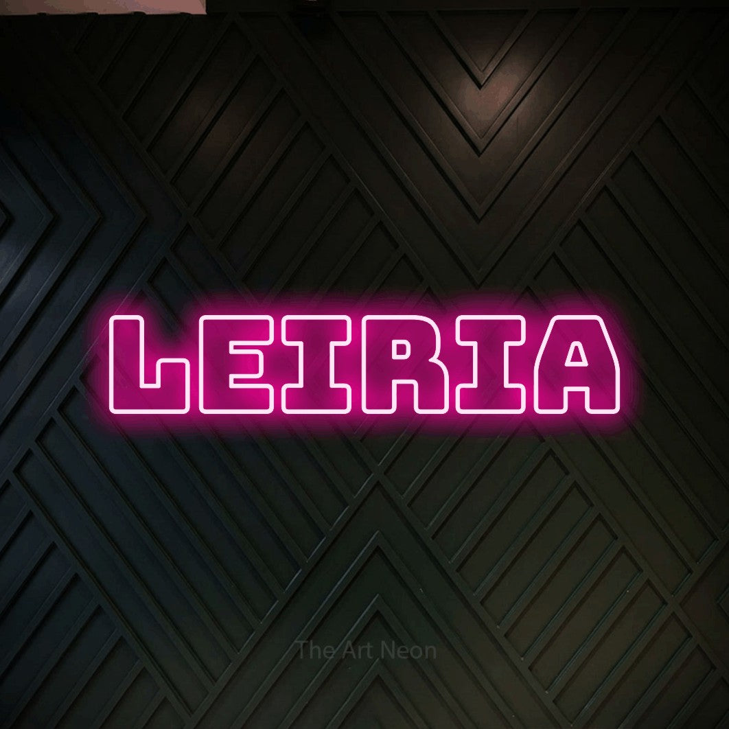 LED neon sign reading “leiria”, arranged in a single line.