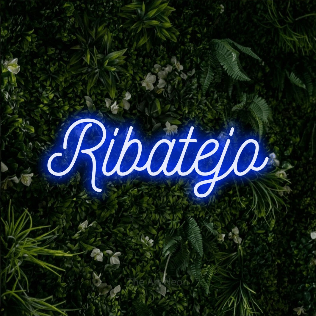 LED neon sign reading “Ribatejo”, arranged in a single line.