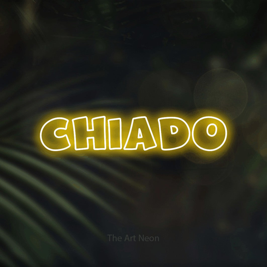 LED neon sign reading “Chiado”, arranged in a single line.