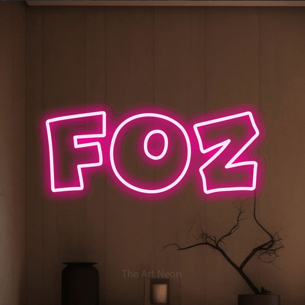LED neon sign reading “Foz”, arranged in a single line.