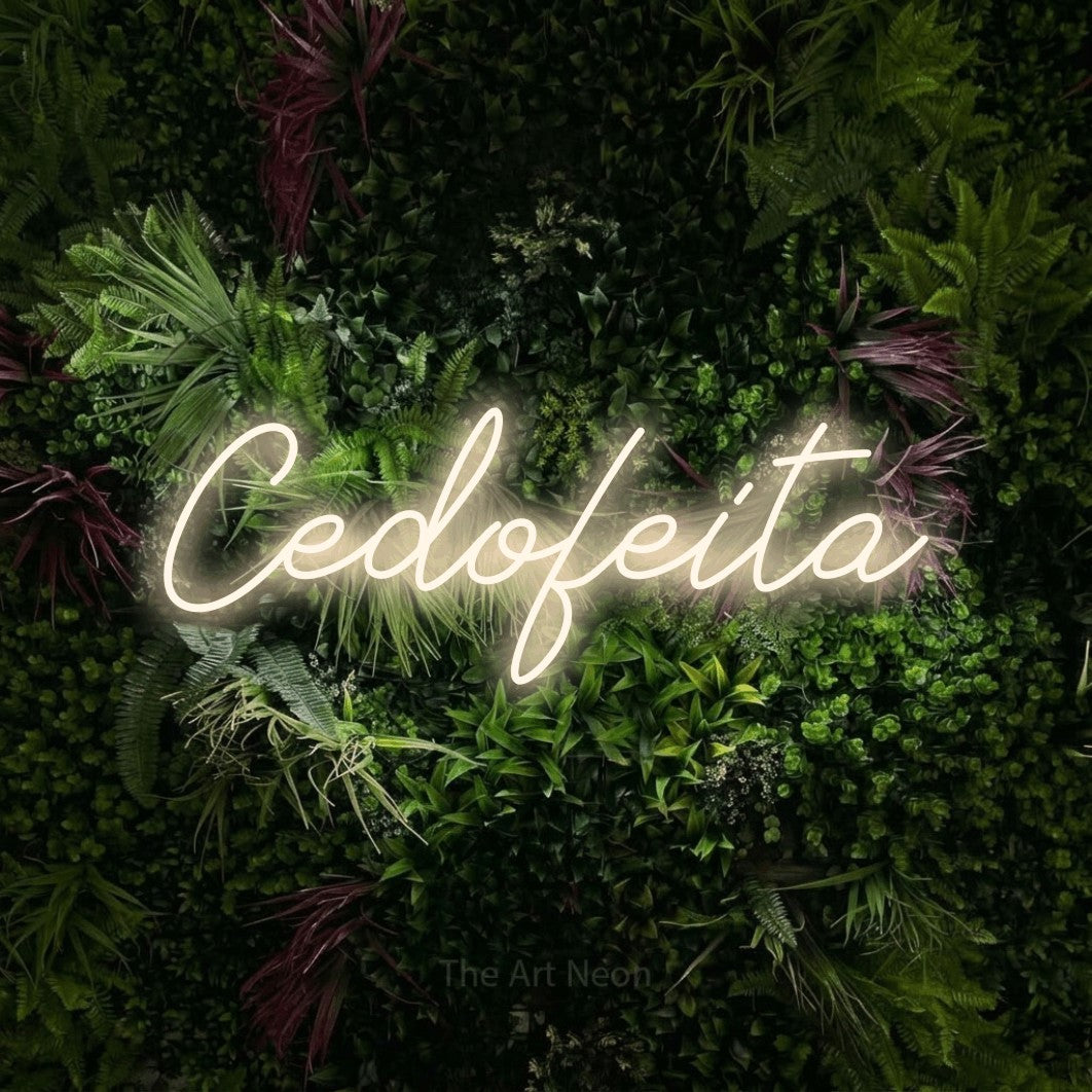 LED neon sign reading “Cedofeita”, arranged in a single line.
