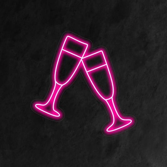 "Pair of Champagne Glasses Neon Sign" is an elegant and celebratory addition, perfect for spaces that evoke the ambiance of toasts and special occasions. Illuminate with a touch of sophistication and joy!