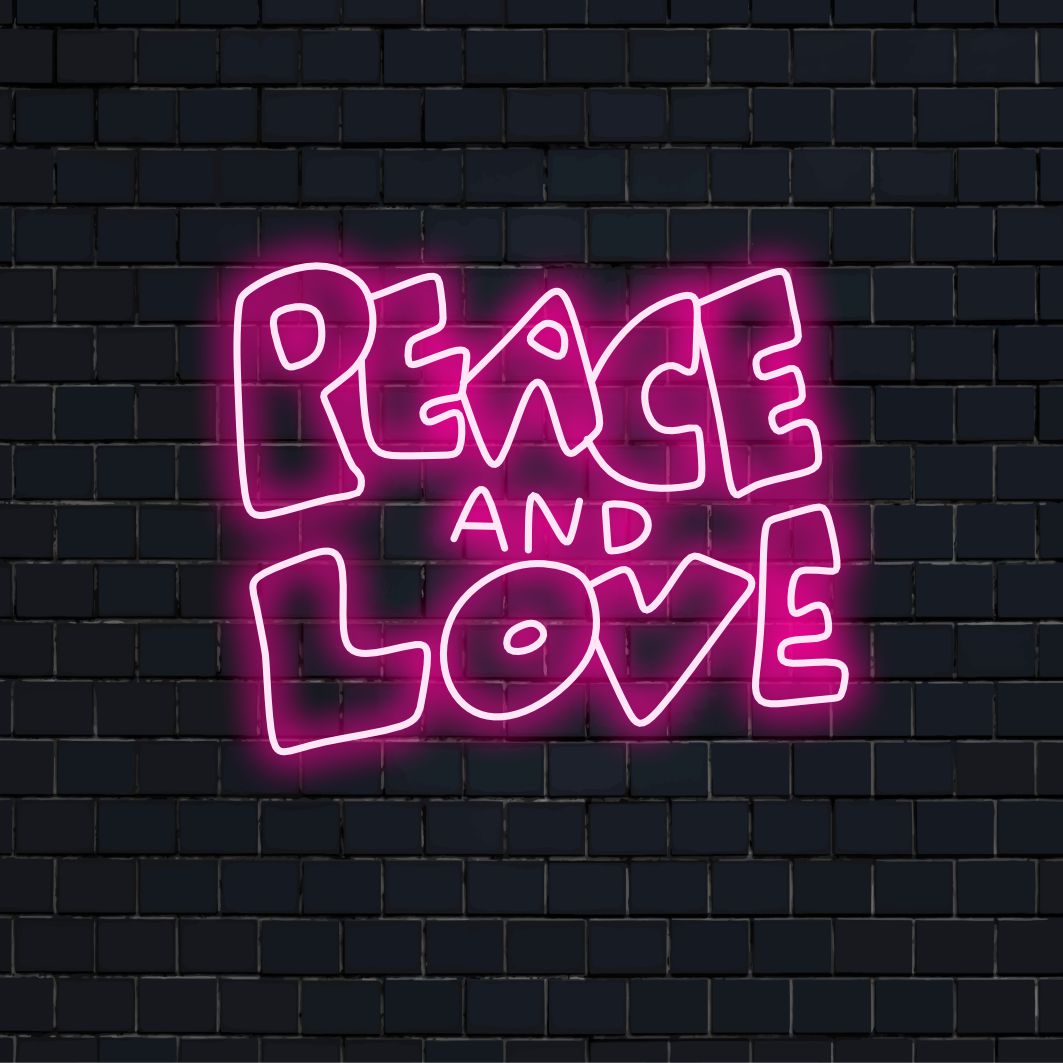 "Placa de Neon Paz e Amor" é um toque atemporal e harmonioso, perfeito para espaços que promovem tranquilidade e união. Ilumine com os símbolos eternos da paz e do amor!